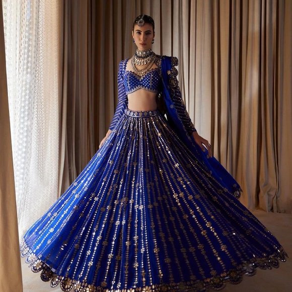 INDIAN WEDDING PAKISTANI WEAR BOLLYWOOD PARTY NEW DESIGNER LEHENGA CHOLI LENGHA - Picture 2 of 9